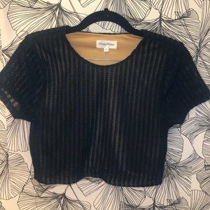Black & Nude Mesh Crop Top